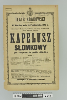 KAPELUSZ SŁOMKOWY (Słomkowy kapelusz, Le chapeau de paille d'Italie)