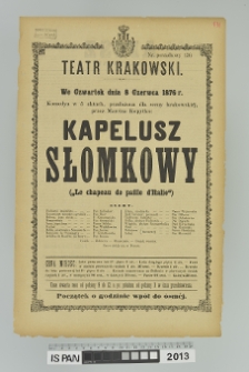 KAPELUSZ SŁOMKOWY (Słomkowy kapelusz, Le chapeau de paille d'Italie)