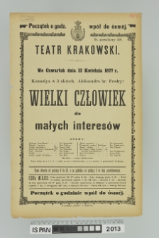 WIELKI CZŁOWIEK DO MAŁYCH INTERES&Oacute;W