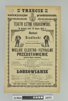 WIELKIE ELEKTRO-FIZYKALNE przedstawienie wyższej Magii salonowej