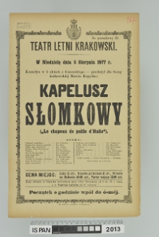 KAPELUSZ SŁOMKOWY (Słomkowy kapelusz, Le chapeau de paille d'Italie)