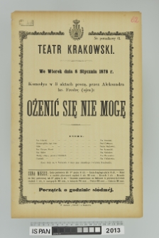 OŻENIĆ SIĘ NIE MOGĘ