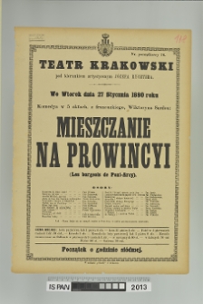 MIESZCZANIE NA PROWINCYI (Les burgeois de Pont-Arcy)