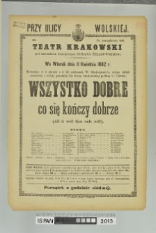 WSZYSTKO DOBRE CO SIĘ KOŃCZY DOBRZE (All Is Well Taht Ends Well)