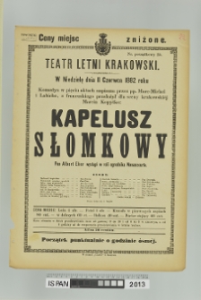 KAPELUSZ SŁOMKOWY (Słomkowy kapelusz, Le chapeau de paille d'Italie)