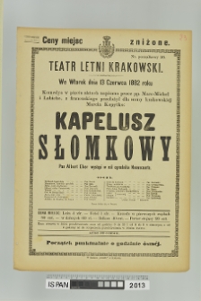 KAPELUSZ SŁOMKOWY (Słomkowy kapelusz, Le chapeau de paille d'Italie)