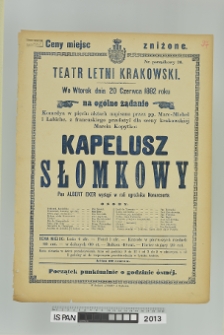 KAPELUSZ SŁOMKOWY (Słomkowy kapelusz, Le chapeau de paille d'Italie)