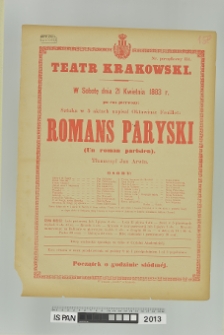 ROMANS PARYSKI (Un roman parisien)