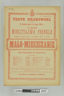 MAŁO-MIESZCZANIE (MIESZCZANIE NA PROWINCYI, Les burgeois de Pont-Arcy)