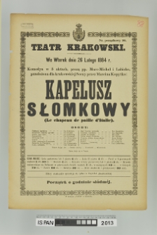 KAPELUSZ SŁOMKOWY (Słomkowy kapelusz, Le chapeau de paille d'Italie)