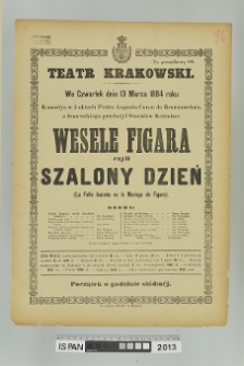 WESELE FIGARA CZYLI SZALONY DZIEŃ (La Folle Journee ou la Mariage de Figaro)