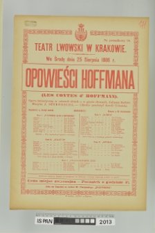 OPOWIEŚCI HOFFMANA (Les contes d'Hoffmann)