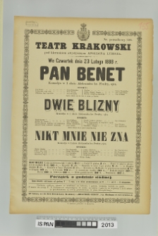 PAN BENET, DWIE BLIZNY, NIKT MNIE NIE ZNA