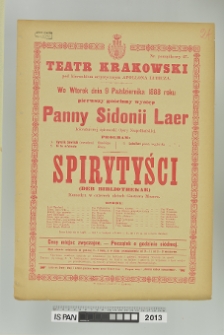 WYSTĘP PANNY SIDONII LAER, SPIRYTYŚCI (DER BIBLIOTHEKAR)