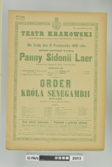 WYSTĘP PANNY SIDONII LAER, ORDER KR&Oacute;LA SENEGAMBII (D&Eacute;COR&Eacute;)