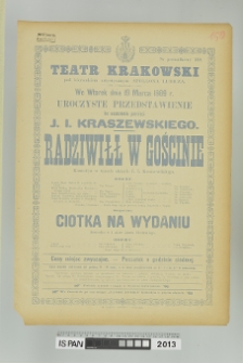 RADZIWIŁ W GOŚCINIE, CIOTKA NA WYDANIU