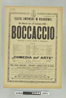 BOCCACCIO, COMEDIA DEL' ARTE