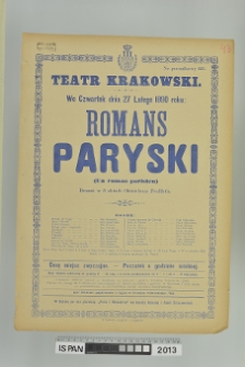ROMANS PARYSKI (UN ROMAN PARISIEN)
