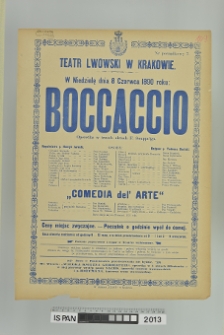 BOCCACCIO, COMEDIA DEL'ARTE