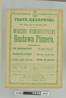 WIECZÓR HUMORYSTYCZNY GUSTAWA FISZERA