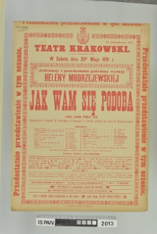 JAK WAM SIĘ PODOBA (As you like it)
