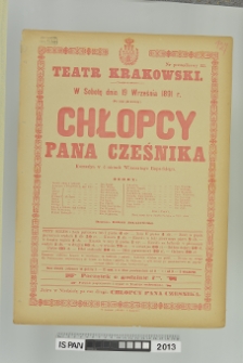 CHŁOPCY PANA CZEŚNIKA