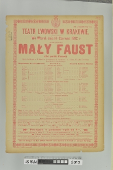 MAŁY FAUST (Le petit Faust)