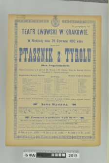 PTASZNIK Z TYROLU (Der Vogelhändler)