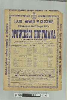 OPOWIEŚCI HOFFMANA (Les contes d'Hoffmann)