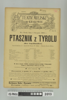 PTASZNIK Z TYROLU (Der Vogelhändler)