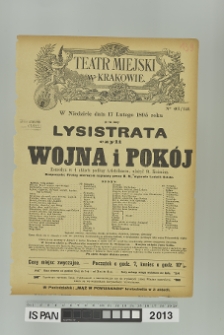 LYSISTRATA CZYLI WOJNA I POKÓJ