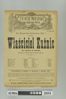 WŁAŚCICIEL KUŹNIC (Le maitre de forges)