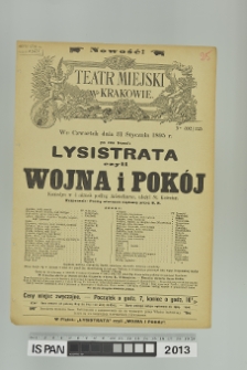 LYSISTRATA CZYLI WOJNA I POKÓJ