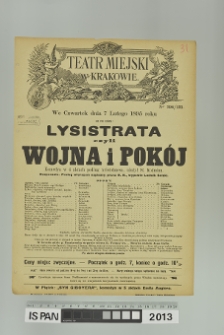 LYSISTRATA CZYLI WOJNA I POK&Oacute;J