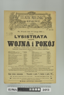 LYSISTRATA CZYLI WOJNA I POK&Oacute;J