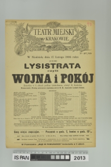 LYSISTRATA CZYLI WOJNA I POK&Oacute;J