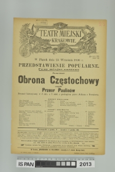 OBRONA CZĘSTOCHOWY CZYLI PRZEOR PAULINÓW