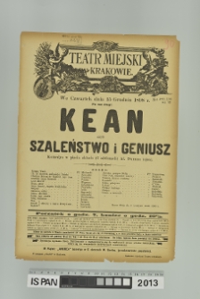 KEAN CZYLI SZALEŃSTWO I GENIUSZ