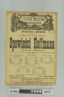 OPOWIEŚCI HOFFMANA (Les contes d'Hoffmann)