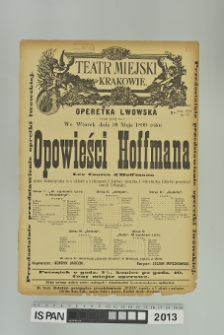 OPOWIEŚCI HOFFMANA (Les contes d'Hoffmann)