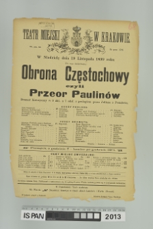 OBRONA CZĘSTOCHOWY CZYLI PRZEOR PAULINÓW