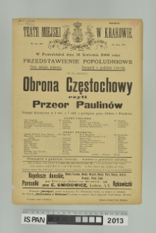 OBRONA CZĘSTOCHOWY CZYLI PRZEOR PAULINÓW