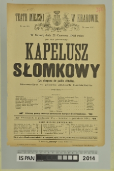 KAPELUSZ SŁOMKOWY (L chapeau de paille d'Italie)