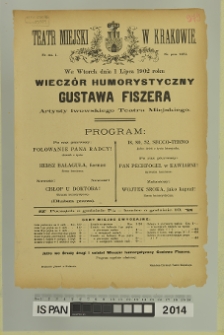 WIECZ&Oacute;R HUMORYSTYCZNY GUSTAWA FISZERA