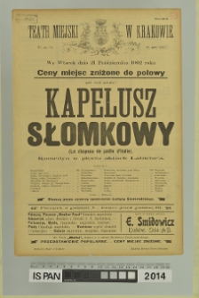 KAPELUSZ SŁOMKOWY (Le chapeau de paile d'Italie) (Słomkowy kapelusz)