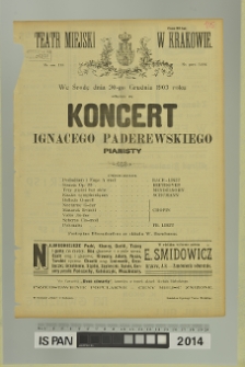 KONCERT IGNACEGO PADEREWSKIEGO