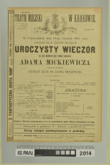 UROCZYSTY WIECZÓR KU CZCI ADAMA MICKIEWICZA