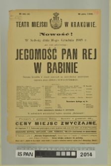 JEGOMOŚĆ PAN REJ W BABINIE
