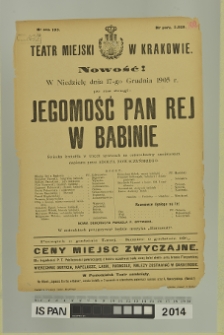 JEGOMOŚĆ PAN REJ W BABINIE