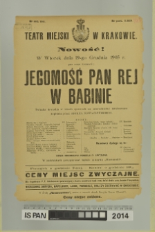 JEGOMOŚĆ PAN REJ W BABINIE